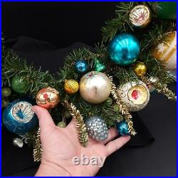 Vintage Christmas Ornament Wreath 24 All GLASS withStorage Case & Hanger