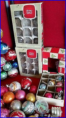 Vintage Christmas Ornaments Balls Shiny Brite Glass Mercury Feather etc Lot 124