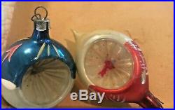 Vintage Christmas Ornaments Glass Double Indent Teardrop Mica Stenciled Poland