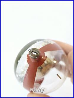 Vintage Christmas ornament glass dioramma spun glass angel indent