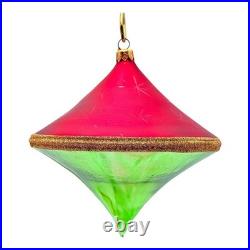 Vintage Christopher Radko Christmas Glass Ornament Spinning Top 5.5 Tall