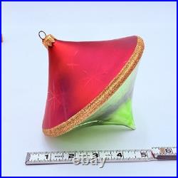 Vintage Christopher Radko Christmas Glass Ornament Spinning Top 5.5 Tall