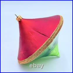 Vintage Christopher Radko Christmas Glass Ornament Spinning Top 5.5 Tall