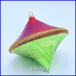 Vintage Christopher Radko Christmas Glass Ornament Spinning Top 5.5 Tall