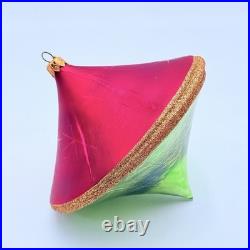 Vintage Christopher Radko Christmas Glass Ornament Spinning Top 5.5 Tall