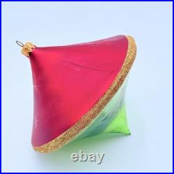 Vintage Christopher Radko Christmas Glass Ornament Spinning Top 5.5 Tall