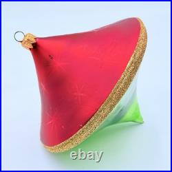 Vintage Christopher Radko Christmas Glass Ornament Spinning Top 5.5 Tall