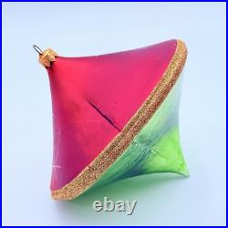 Vintage Christopher Radko Christmas Glass Ornament Spinning Top 5.5 Tall