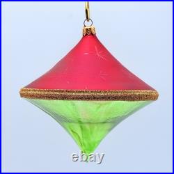 Vintage Christopher Radko Christmas Glass Ornament Spinning Top 5.5 Tall