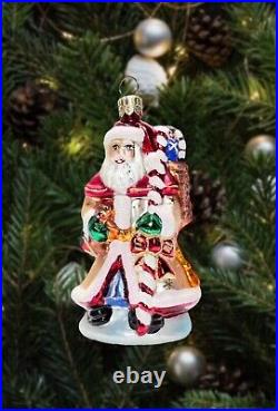 Vintage Christopher Radko Pearl Santa Glass Christmas Ornament with Box