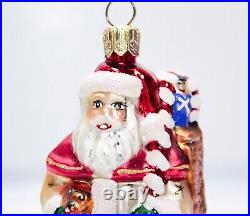 Vintage Christopher Radko Pearl Santa Glass Christmas Ornament with Box