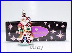 Vintage Christopher Radko Pearl Santa Glass Christmas Ornament with Box