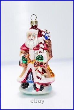 Vintage Christopher Radko Pearl Santa Glass Christmas Ornament with Box