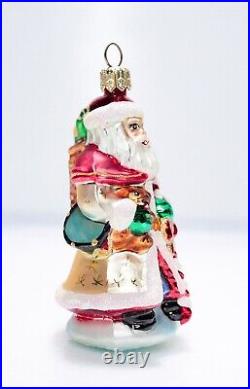 Vintage Christopher Radko Pearl Santa Glass Christmas Ornament with Box