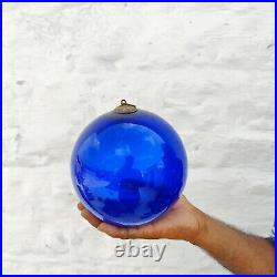 Vintage Cobalt Blue Glass German Kugel 6.25 Christmas Ornament Beehive Cap 559