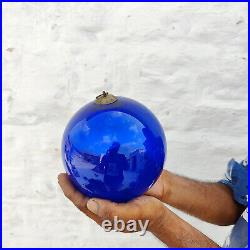 Vintage Cobalt Blue Glass German Kugel 6.25 Christmas Ornament Beehive Cap 559