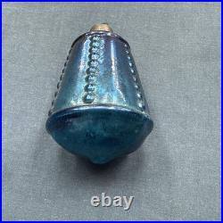 Vintage Corning Glass Christmas Ornament Blue Beaded Edge Lantern WWII era USA