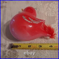 Vintage De Carlini Blown Glass RED Bird Christmas Ornament Italy WOW
