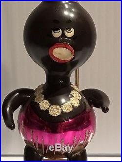 Vintage De Carlini Glass Christmas Ornament African Black Ballet Dancer RARE