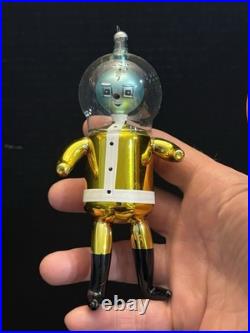 Vintage De Carlini Italy Spaceman Alien Astronaut Glass Christmas Ornament