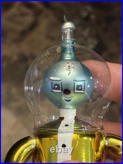 Vintage De Carlini Italy Spaceman Alien Astronaut Glass Christmas Ornament