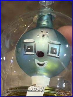 Vintage De Carlini Italy Spaceman Alien Astronaut Glass Christmas Ornament
