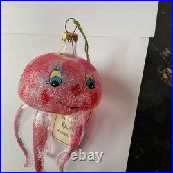Vintage De Carlini Jellyfish Italian Christmas Ornament Rare Pink