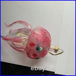 Vintage De Carlini Jellyfish Italian Christmas Ornament Rare Pink