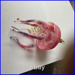 Vintage De Carlini Jellyfish Italian Christmas Ornament Rare Pink