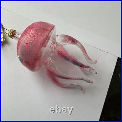 Vintage De Carlini Jellyfish Italian Christmas Ornament Rare Pink
