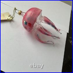Vintage De Carlini Jellyfish Italian Christmas Ornament Rare Pink