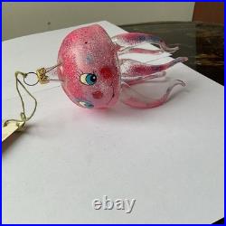 Vintage De Carlini Jellyfish Italian Christmas Ornament Rare Pink