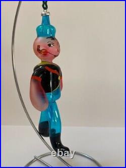 Vintage De Carlini Popeye The Sailor Man Italian Blown Glass Christmas Ornament