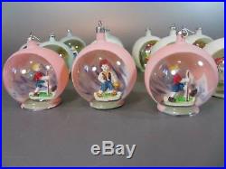 Vintage Diorama Easter / Christmas Ornaments Set 12 Glass balls Poland Italy