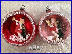 Vintage Diorama Glass Christmas Ornaments Made In China Scene
