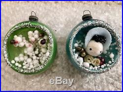 Vintage Diorama Glass Christmas Ornaments Made In China Scene