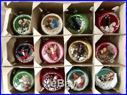 Vintage Diorama Glass Christmas Ornaments Made In Japan