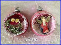 Vintage Diorama Glass Christmas Ornaments Made In Japan