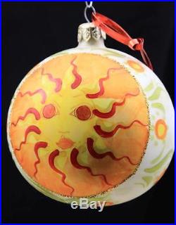 Vintage Early Radko Mediterranean Sunshine Sun Glass Ornament Christmas Signed