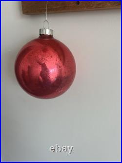 Vintage Early SHINY BRITE Glass Christmas Ornament RED Jumbo Store Display