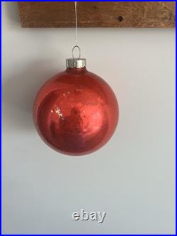 Vintage Early SHINY BRITE Glass Christmas Ornament RED Jumbo Store Display