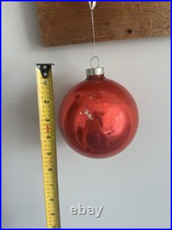 Vintage Early SHINY BRITE Glass Christmas Ornament RED Jumbo Store Display