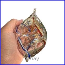 Vintage Frabel Glass Studios Hand Crafted Christmas Ornament SIGNED FS Rare OOAK