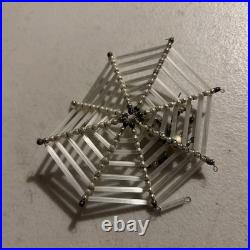 Vintage Gablonz Glass Beaded Christmas Ornament Spider On Web
