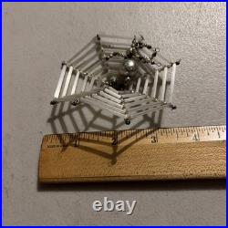 Vintage Gablonz Glass Beaded Christmas Ornament Spider On Web