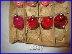 Vintage German Blown Glass Keystone Cop Comic Head Christmas Ornaments-Box of 12