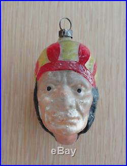 Vintage German Glass Christmas Ornament AMERICAN INDIAN HEAD