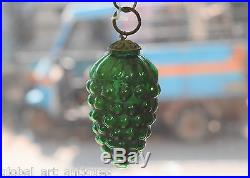 Vintage German Glass, Grape Shape Green Decorative Christmas Ornament Kugel. G75-3