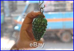 Vintage German Glass, Grape Shape Green Decorative Christmas Ornament Kugel. G75-3