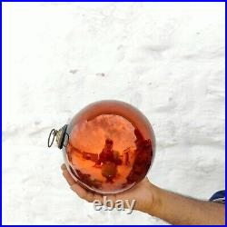 Vintage German Kugel 6.25 Orange Round Glass Christmas Ornament Decorative 618